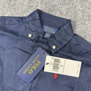 NEW Polo Ralph Lauren Blue Toddlers 2T Long Sleeve Button Down Linen Shirt Pony
